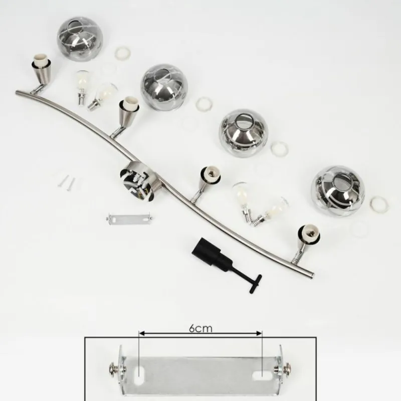 hofstein Plafonnier Warga LED Nickel mat, 4 lumières