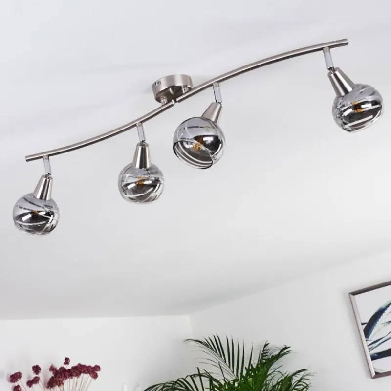 hofstein Plafonnier Warga LED Nickel mat, 4 lumières