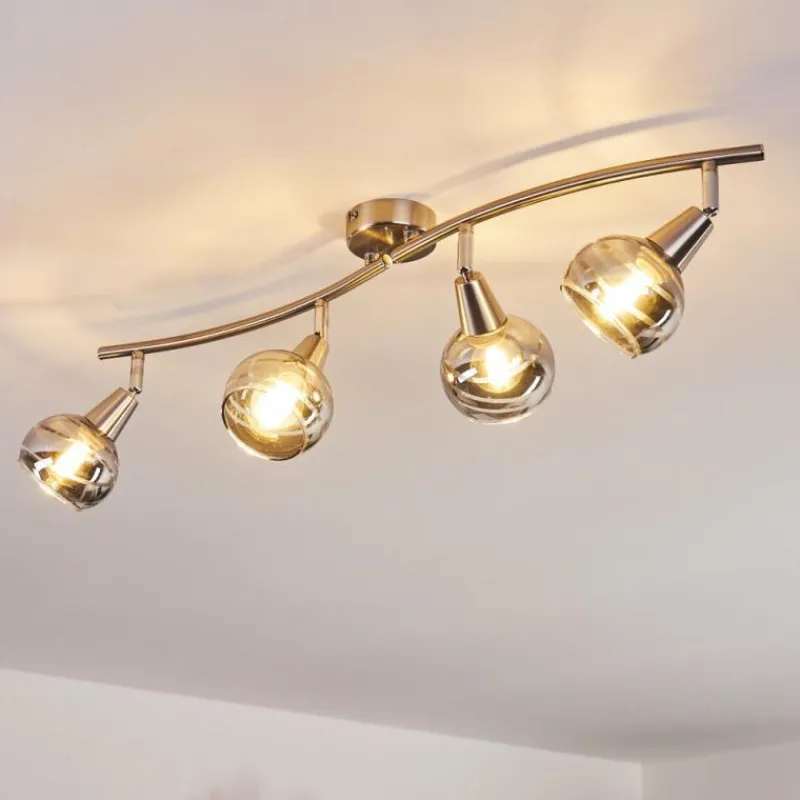 hofstein Plafonnier Warga LED Nickel mat, 4 lumières