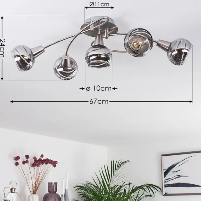 hofstein Plafonnier Warga LED Nickel mat, 5 lumières