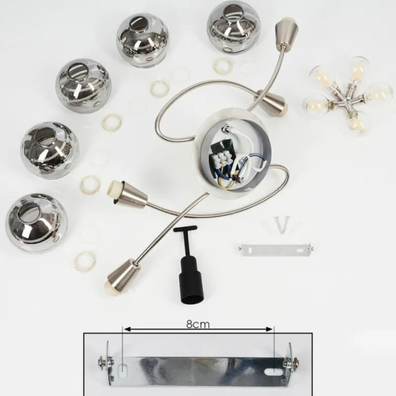 hofstein Plafonnier Warga LED Nickel mat, 5 lumières