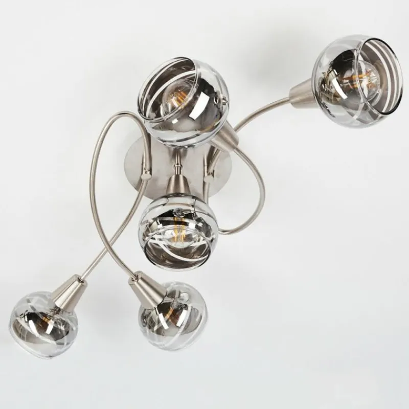 hofstein Plafonnier Warga LED Nickel mat, 5 lumières