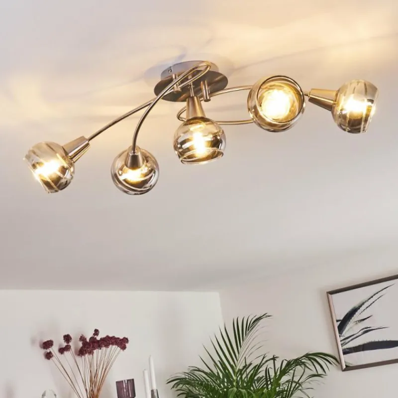 hofstein Plafonnier Warga LED Nickel mat, 5 lumières