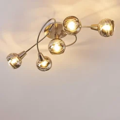 hofstein Plafonnier Warga LED Nickel mat, 5 lumières