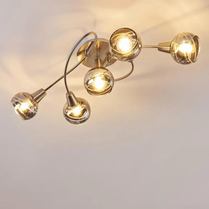 hofstein Plafonnier Warga LED Nickel mat, 5 lumières