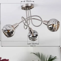 Suspension Verre Fumé-hofstein Plafonnier Warga LED Nickel mat, 3 lumières