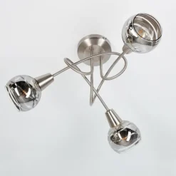 Suspension Verre Fumé-hofstein Plafonnier Warga LED Nickel mat, 3 lumières