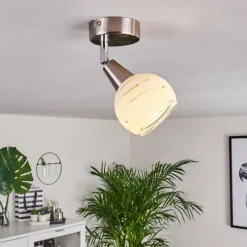 hofstein Plafonnier Warga LED Nickel mat, 1 lumière