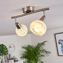 hofstein Plafonnier Warga LED Nickel mat, 2 lumières