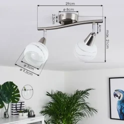 hofstein Plafonnier Warga LED Nickel mat, 2 lumières