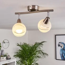 hofstein Plafonnier Warga LED Nickel mat, 2 lumières