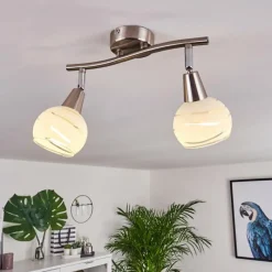 hofstein Plafonnier Warga LED Nickel mat, 2 lumières