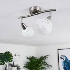 hofstein Plafonnier Warga LED Nickel mat, 2 lumières