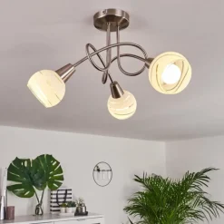 hofstein Plafonnier Warga LED Nickel mat, 3 lumières