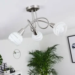 hofstein Plafonnier Warga LED Nickel mat, 3 lumières