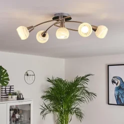 hofstein Plafonnier Warga LED Nickel mat, 5 lumières