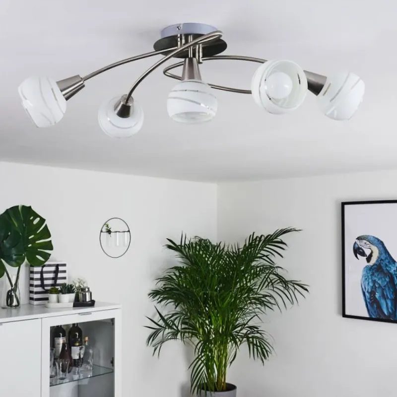 hofstein Plafonnier Warga LED Nickel mat, 5 lumières