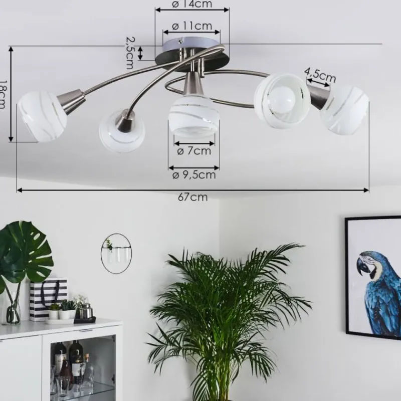 hofstein Plafonnier Warga LED Nickel mat, 5 lumières