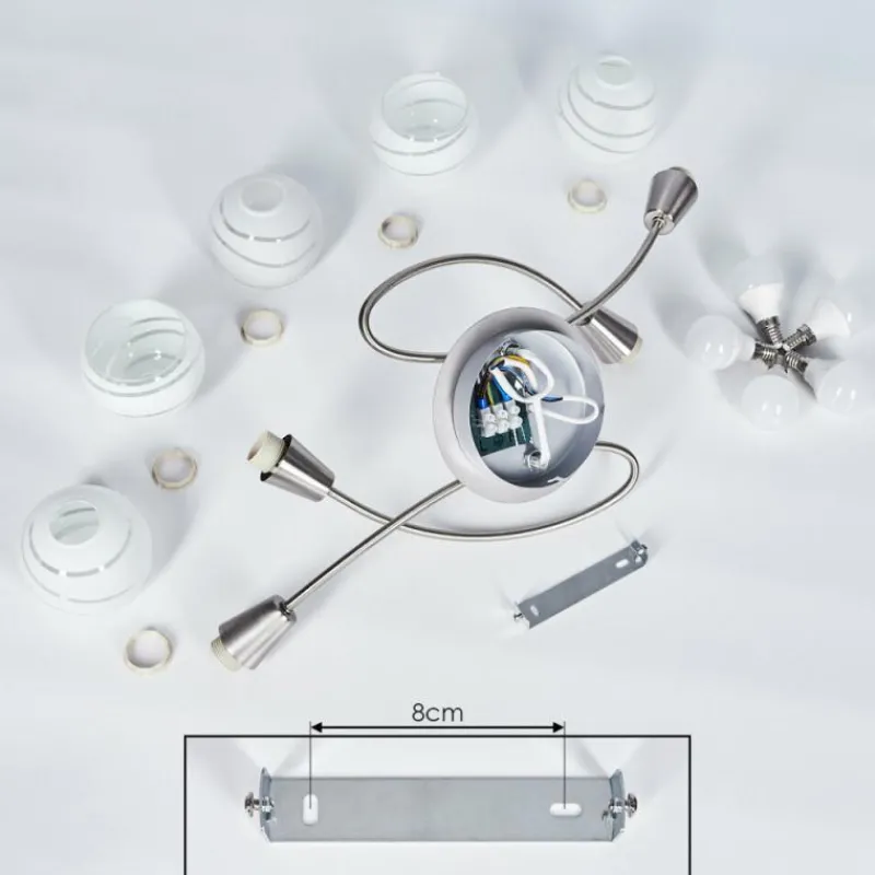 hofstein Plafonnier Warga LED Nickel mat, 5 lumières