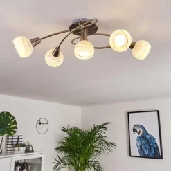 hofstein Plafonnier Warga LED Nickel mat, 5 lumières