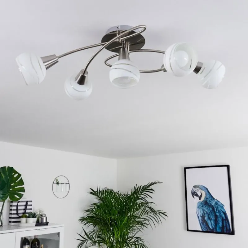 hofstein Plafonnier Warga LED Nickel mat, 5 lumières