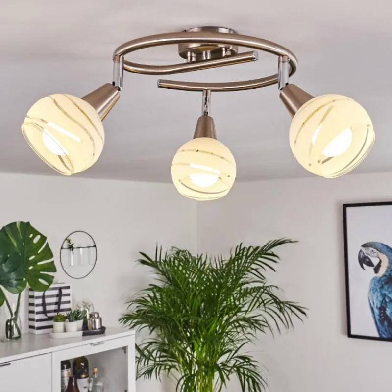 hofstein Plafonnier Warga LED Nickel mat, 3 lumières