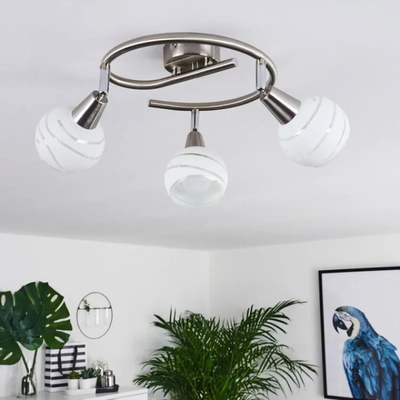hofstein Plafonnier Warga LED Nickel mat, 3 lumières