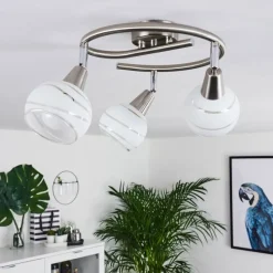 hofstein Plafonnier Warga LED Nickel mat, 3 lumières
