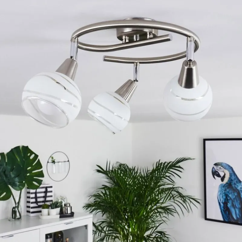 hofstein Plafonnier Warga LED Nickel mat, 3 lumières