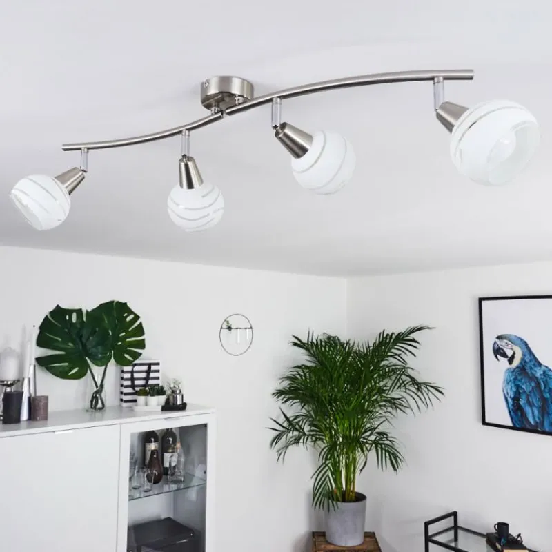 hofstein Plafonnier Warga LED Nickel mat, 4 lumières
