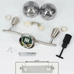 Suspension Verre Fumé-hofstein Plafonnier Warga Nickel mat, 2 lumières