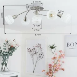 hofstein Plafonnier Warga Nickel mat, 5 lumières