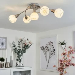 hofstein Plafonnier Warga Nickel mat, 5 lumières