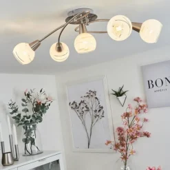 hofstein Plafonnier Warga Nickel mat, 5 lumières