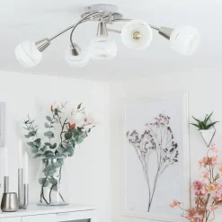 hofstein Plafonnier Warga Nickel mat, 5 lumières