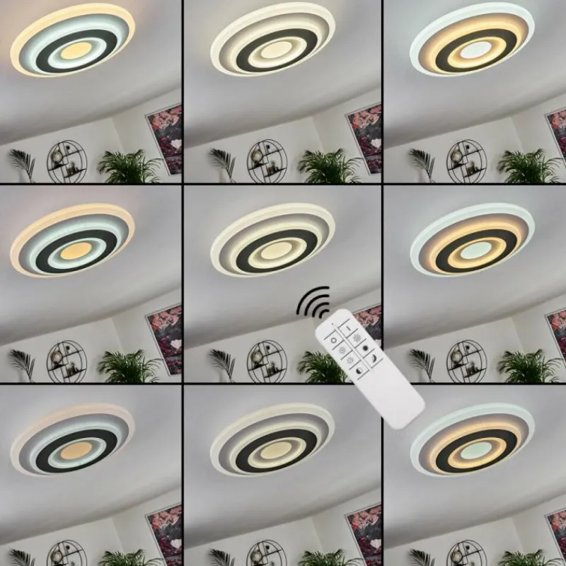 hofstein Plafonnier Wawo LED Gris, Blanc, 1 lumière, Télécommandes