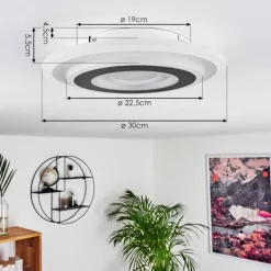 hofstein Plafonnier Wawo LED Gris, Blanc, 1 lumière, Télécommandes