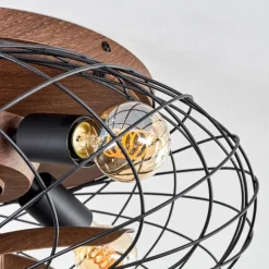 hofstein Plafonnier Wemude Brun, Noir, 4 lumières, Télécommandes