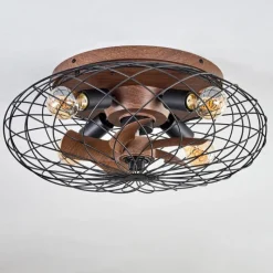 hofstein Plafonnier Wemude Brun, Noir, 4 lumières, Télécommandes