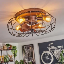 hofstein Plafonnier Wemude Brun, Noir, 4 lumières, Télécommandes