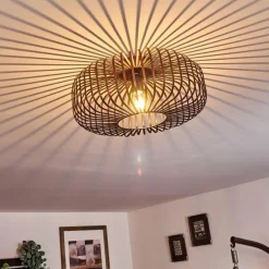 Lampes Vintages & Rétros-hofstein Plafonnier Wemude Cuivre, Noir, 1 lumière