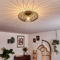 Lampes Vintages & Rétros-hofstein Plafonnier Wemude Cuivre, Noir, 1 lumière