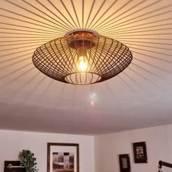 Lampes Vintages & Rétros-hofstein Plafonnier Wemude Cuivre, Noir, 1 lumière