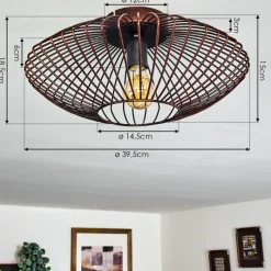 Lampes Vintages & Rétros-hofstein Plafonnier Wemude Cuivre, Noir, 1 lumière