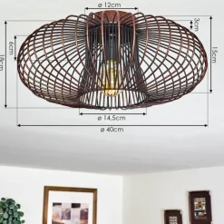 Lampes Vintages & Rétros-hofstein Plafonnier Wemude Cuivre, Noir, 1 lumière