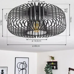 hofstein Plafonnier Wemude Noir, 1 lumière