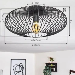 hofstein Plafonnier Wemude Noir, 1 lumière