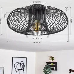 hofstein Plafonnier Wemude Noir, 1 lumière