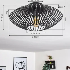 hofstein Plafonnier Wemude Noir, 1 lumière