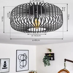 hofstein Plafonnier Wemude Noir, 1 lumière